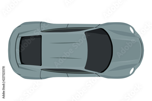 Car from top view vector illustration. Flat design auto. Illustration for transport concepts, car infographic, icons or web design. Delivery automobile. Isolated on white background. 