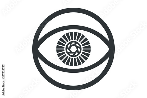 Human eye with camera lens, logo template