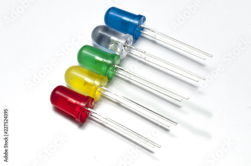 Set of colored LED (light emitting diod) on white background