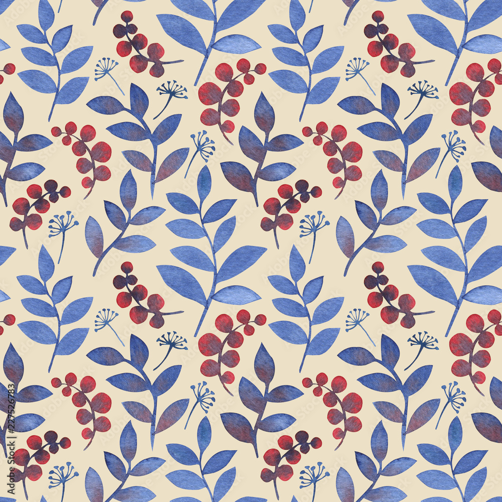 Fantasy leaves seamless pattern. Watercolor hand drawn painting illustration. Background can be easily change for another color Fantasy leaves seamless pattern. Watercolor hand drawn painting illustration. Background can be easily change for another color