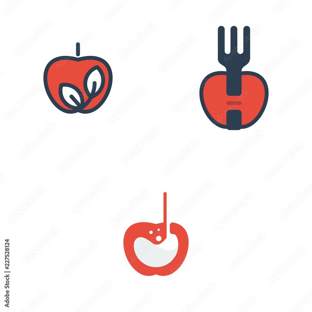 Apple Fruit Set Idea Abstract Meal Nature Icon Logo Design Template Element Vector Apple Fruit Set Idea Abstract Meal Nature Icon Logo Design Template Element Vector
