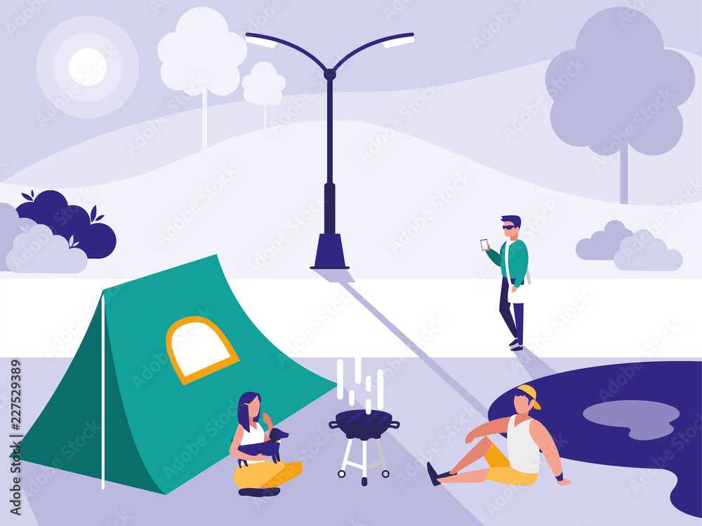 Fototapeta premium people in park avatar character