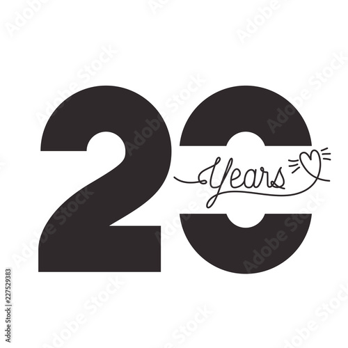 number 20 for anniversary celebration card icon