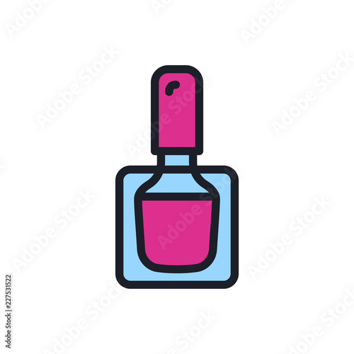 Nail Polish Bottle Minimal Color Flat Line Stroke Icon Pictogram