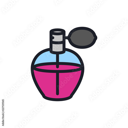 Perfume Vintage Bottle Minimal Color Flat Line Stroke Icon Pictogram