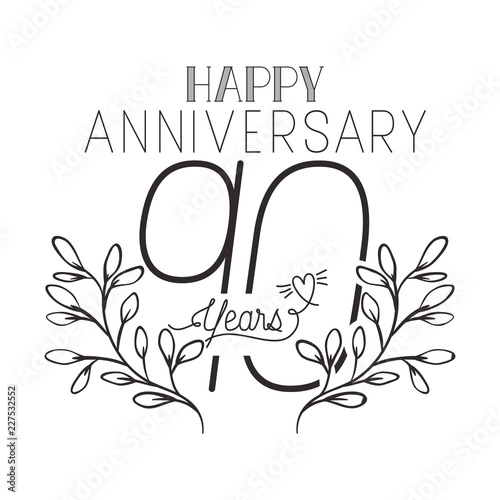 number 90 for anniversary celebration card icon