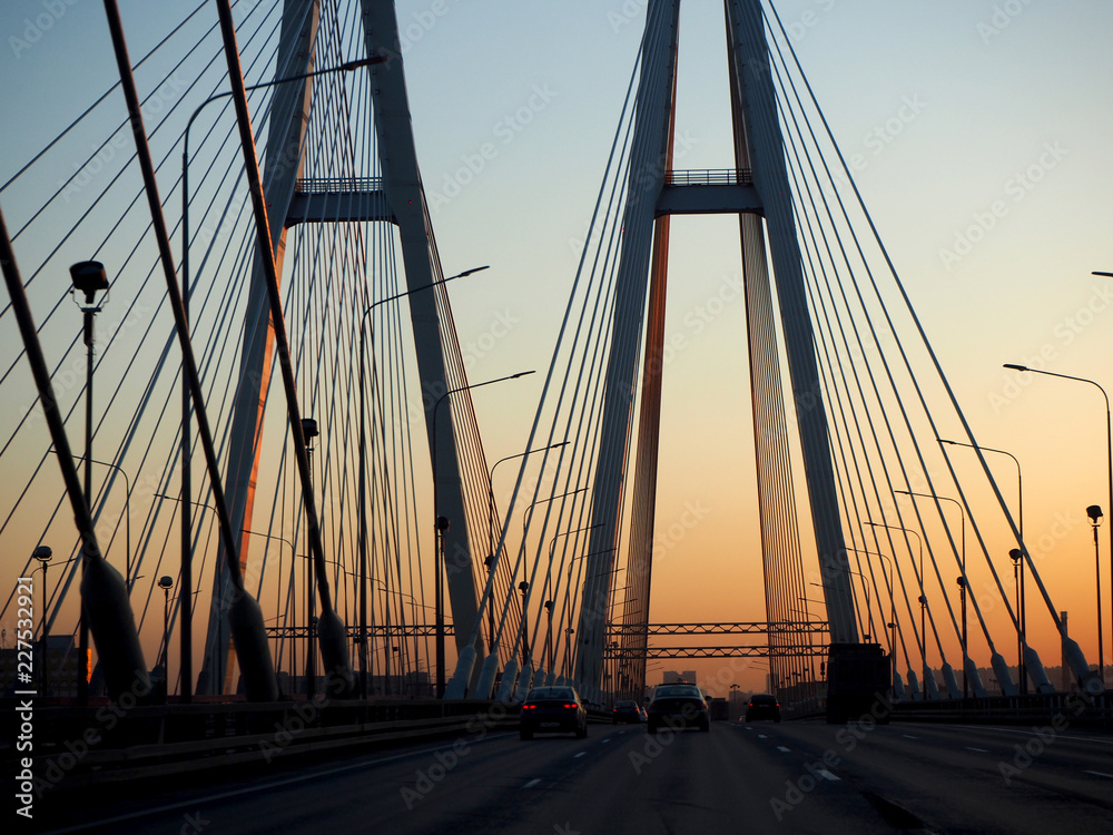 Fototapeta premium Obukhov bridge at sunset