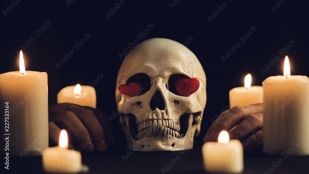 a magical ceremony with a skull and candles a magical ceremony with a skull and candles