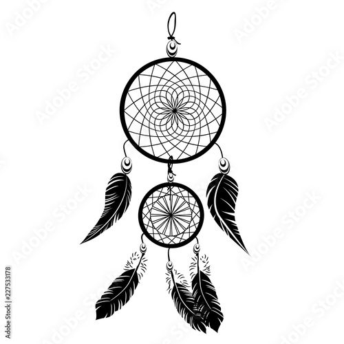 Indian  black dream catcher vector dreamcatcher tattoo  on white background illustration