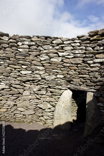 Interior view of a clochán (beehive hut) on the Dingle Peninsula in County Kerry, Ireland photo