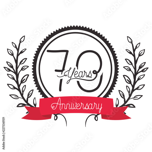 number 70 for anniversary celebration card icon
