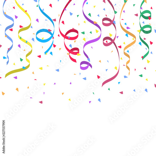 Background with colorful streamers and confetti for holiday desi