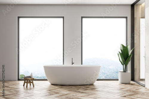 White bathroom interior, two windows © ImageFlow