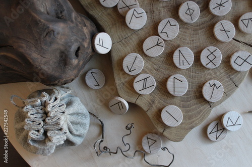 Принти на полотні Anglo-saxon wooden handmade runes Futhorc