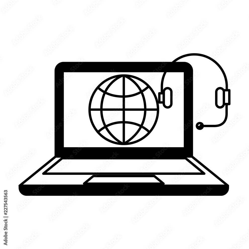 laptop computer headset world isolated image laptop computer headset world isolated image