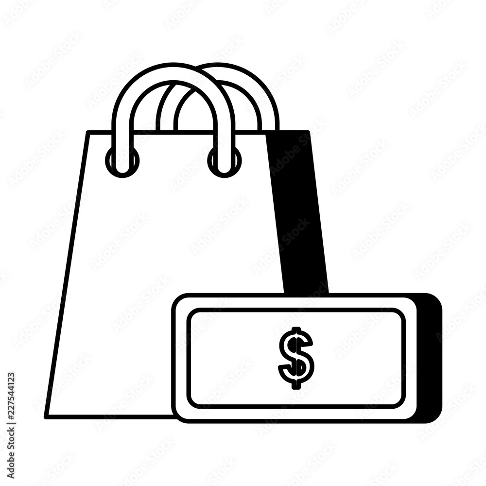 online shopping bag and banknote online shopping bag and banknote
