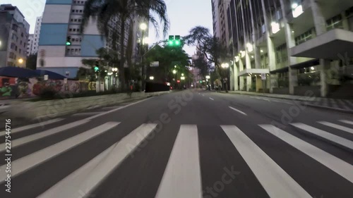 Traffic from Consolacao Avenue to Paulista Avenue at dawn S√£o Paulo city. Time lapse photo