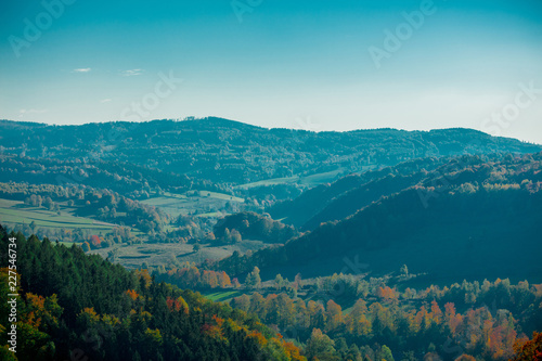 Fototapeta Naklejka Na Ścianę i Meble -  View at mountains and forest on south of Poland. Beskids