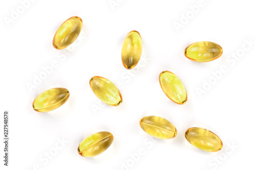 Fotografi fish oil capsules isolated on white background