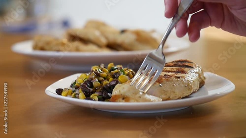 Gourmet chicken curry dish, close up photo