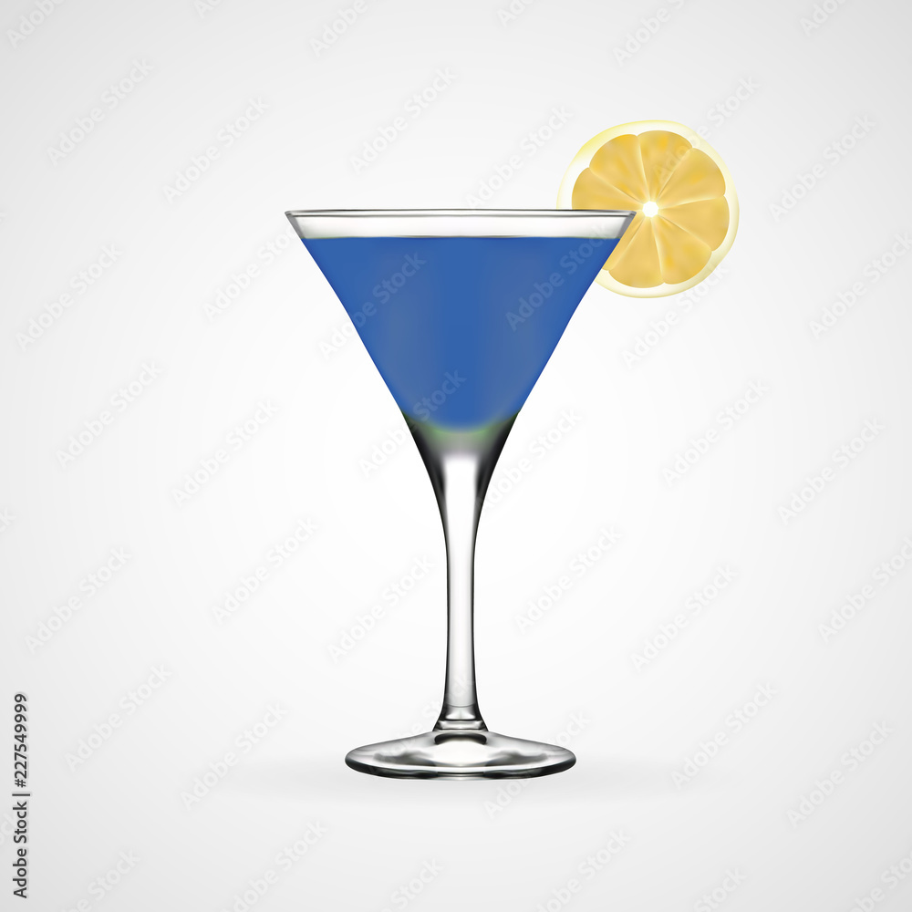 Blue cocktail glass, vector, illustration, eps file