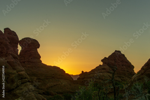 Sunrise in Arches National Park in the Cove of Caves & Double Arches area. Photos taken in May 2018.