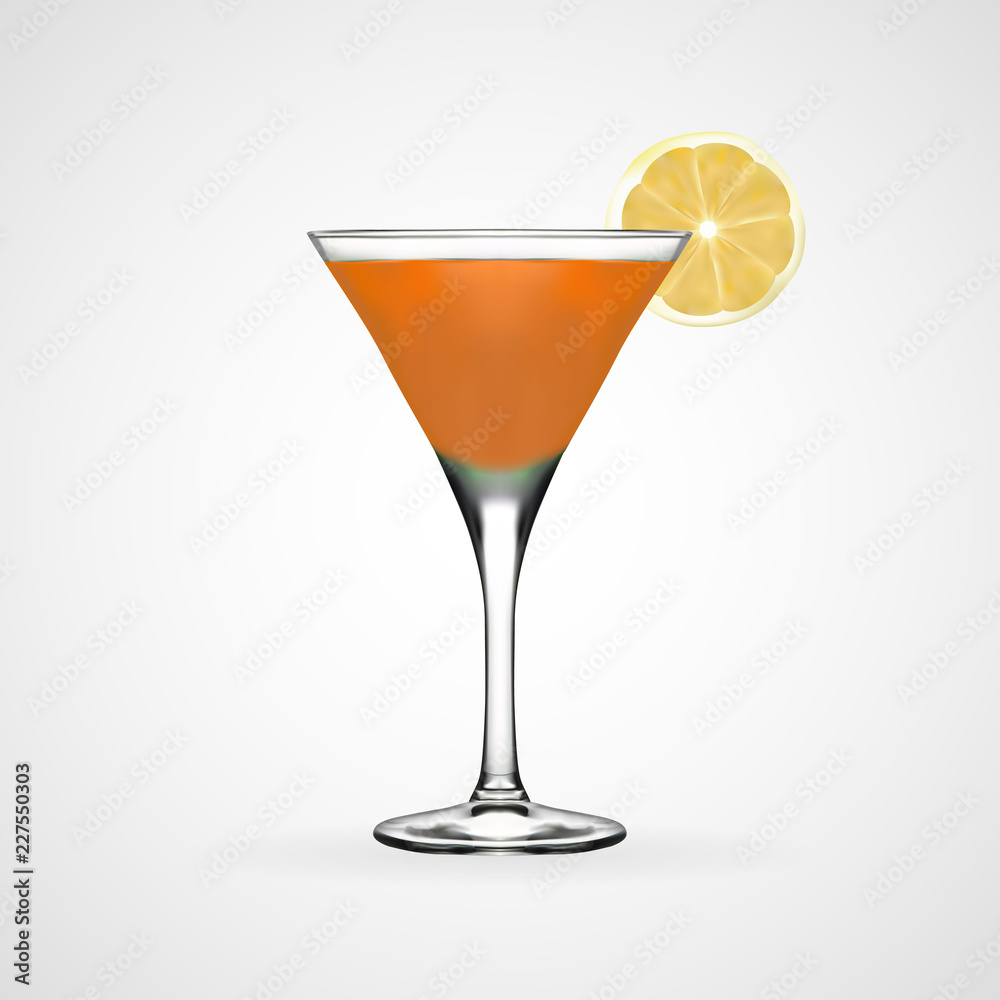 Orange cocktail glass, vector, illustration, eps file