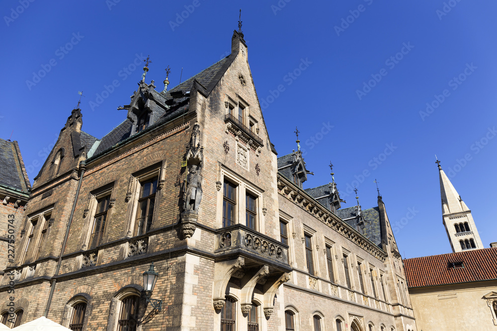 Historically Buildings on Prague Castle in the sunny Day, Czech Republic
