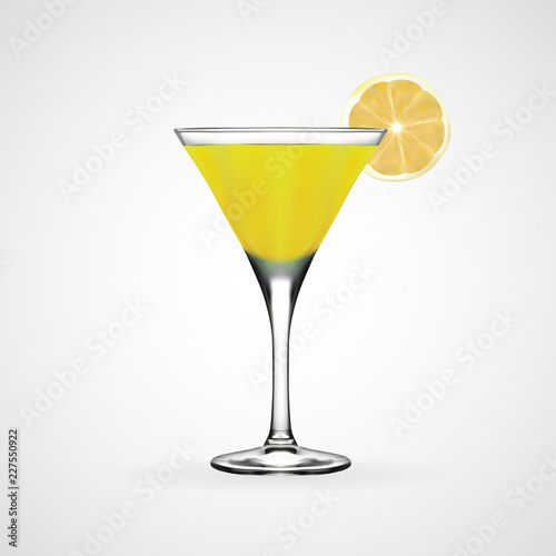 Yellow cocktail glass, vector, illustration, eps file