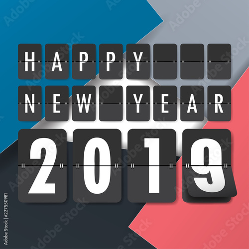 Happy new 2019 year. Greetings card. Colorful design. Vector illustration. photo