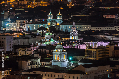 Bell towers of colonial churches in Quito