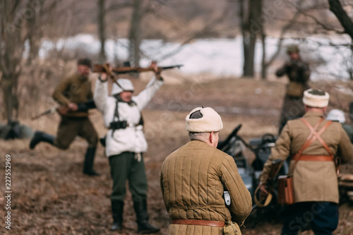 Re-enactors Dressed As Russian Soviet Soldiers Of World War II P