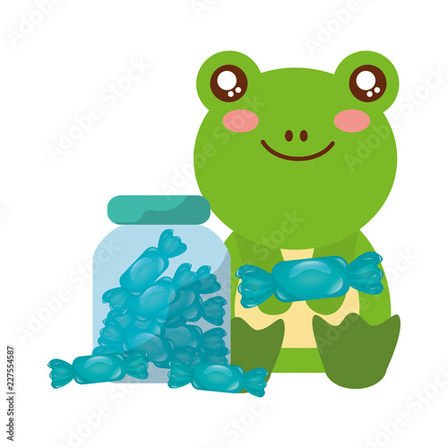 cute frog and jar sweet candy wrapper © Gstudio