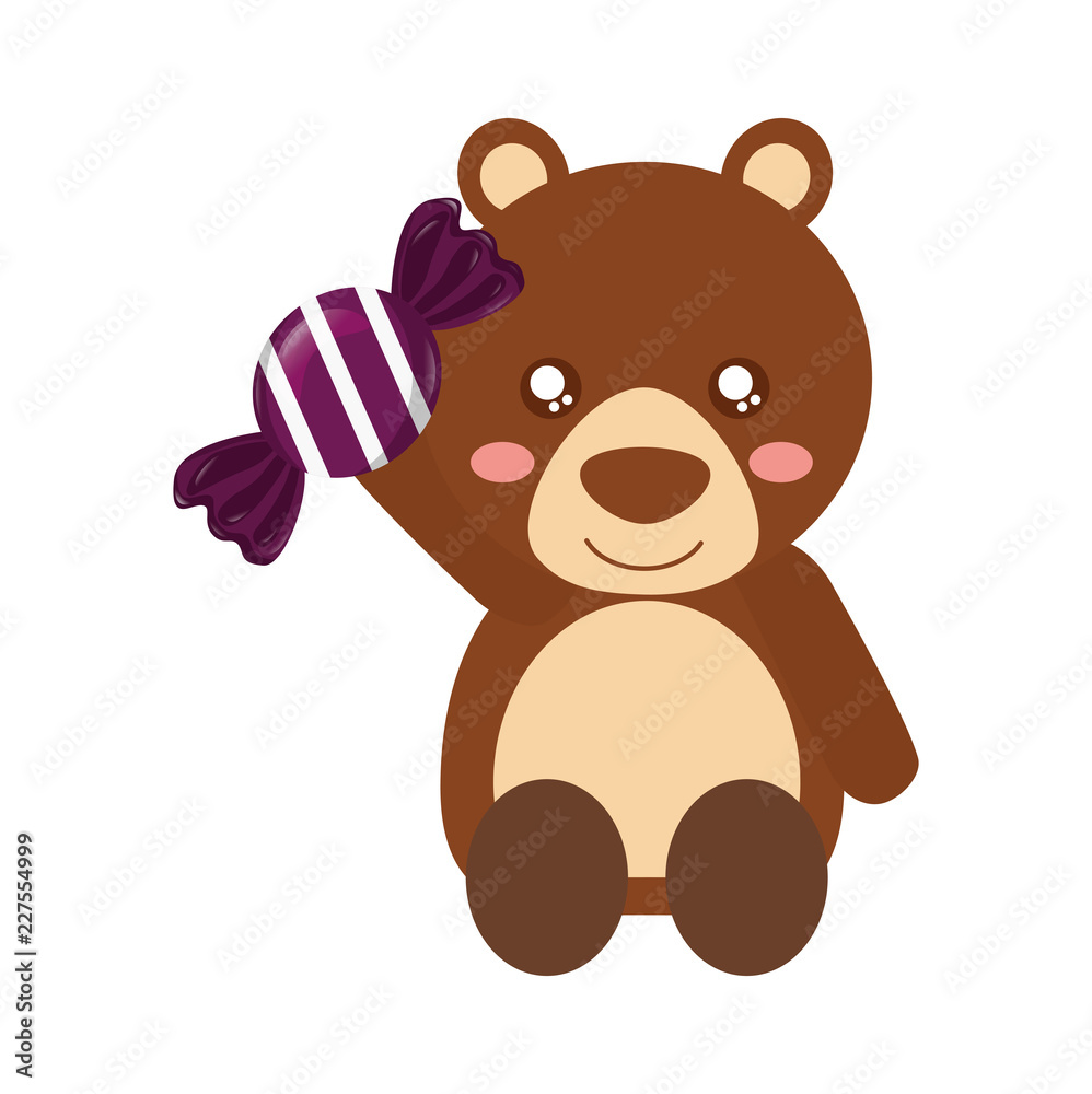 Obraz premium cute bear holding sweet candy