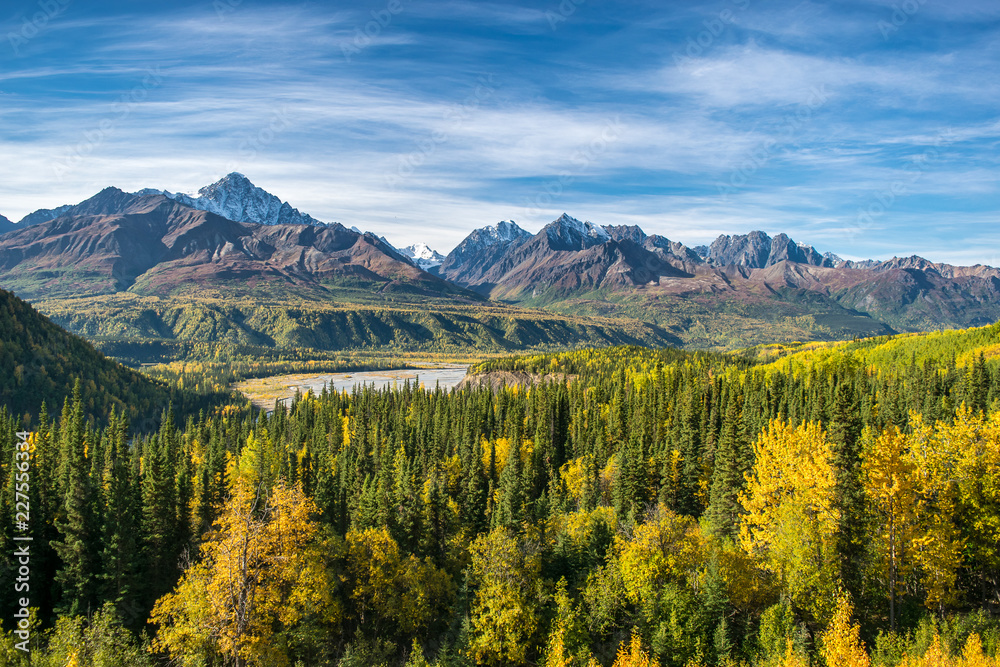 View of autumn Wrangell st. elias national park, Alaska, USA