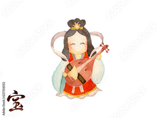 七福神　弁財天　水彩 イラスト photo