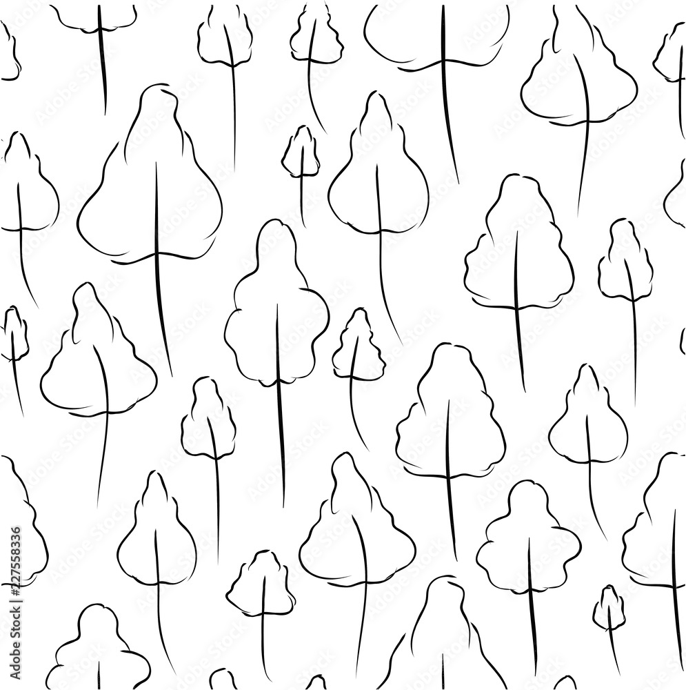 Pattern with stylized trees of different sizes.