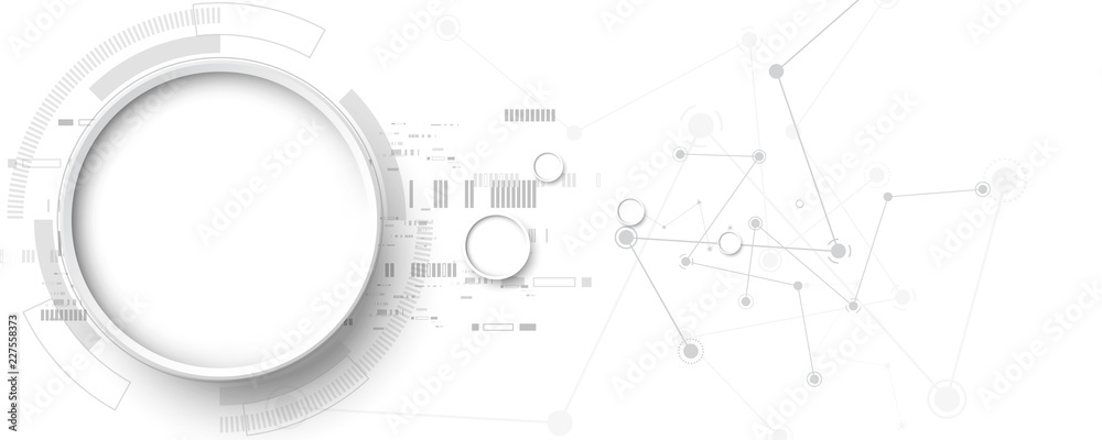 © Rabbit_1990 - Grey white Abstract technology background with various technology elements Hi-tech communication concept innovation background Circle empty space for your text