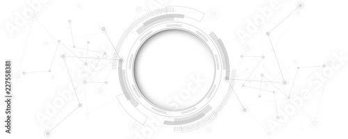  Grey white Abstract technology background with various technology elements Hi-tech communication concept innovation background Circle empty space for your text