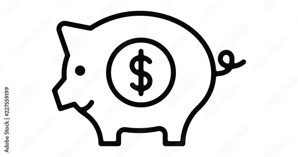 Pig bank line icon motion graphic animation with alpha channel. Pig bank line icon motion graphic animation with alpha channel.