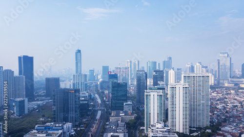 Jakarta city under blue sky