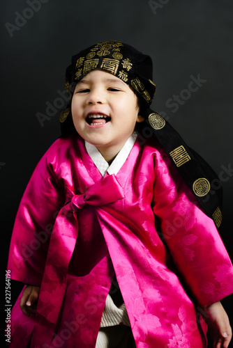 Happy kid in hanbok photo