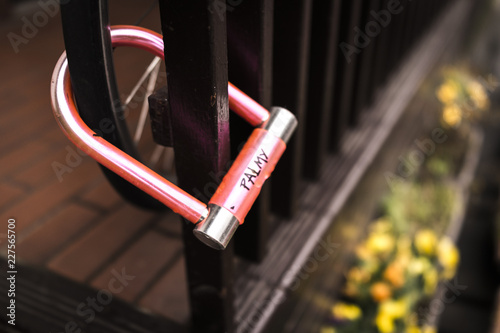 bike lock on a fence