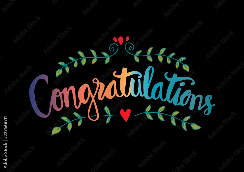 Congratulations card. Hand lettering calligraphy.