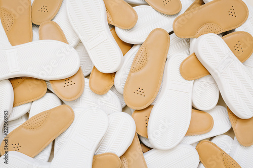 Insoles on shoes factory
