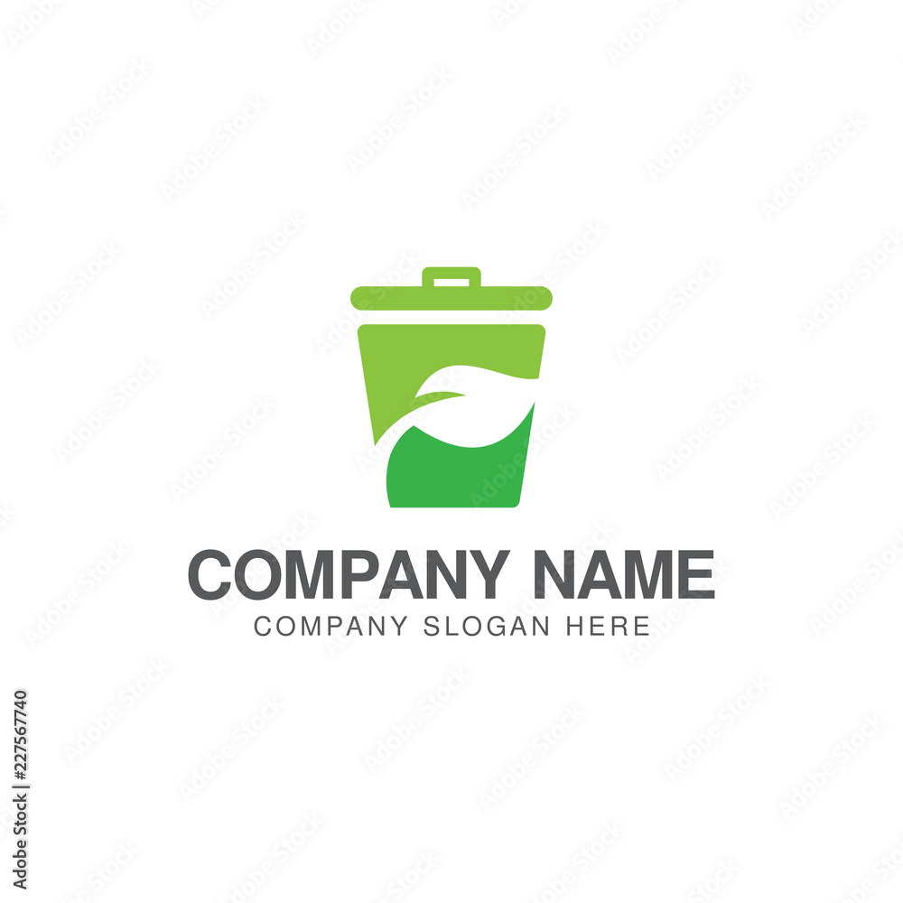 Green trash can logo or icon design vector Green trash can logo or icon design vector