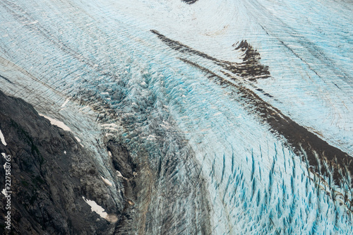 Close up aerial photography view of an unnamed glacier near Seldovia Alaska along the Kachemak Bay in Alaska photo