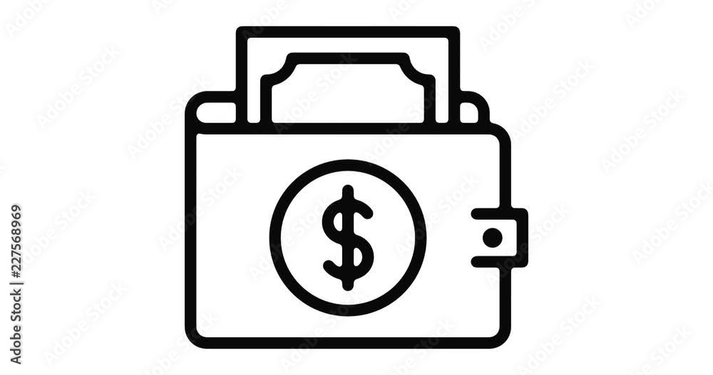 Wallet line icon motion graphic animation with alpha channel. Wallet line icon motion graphic animation with alpha channel.