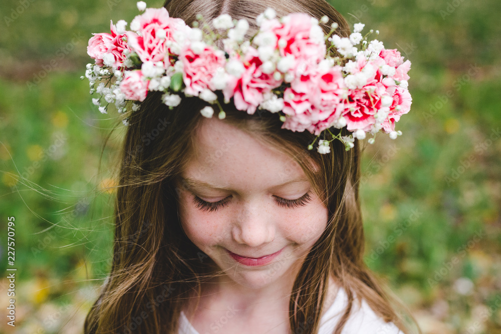 Cute girl modeling a flower crown Cute girl modeling a flower crown
