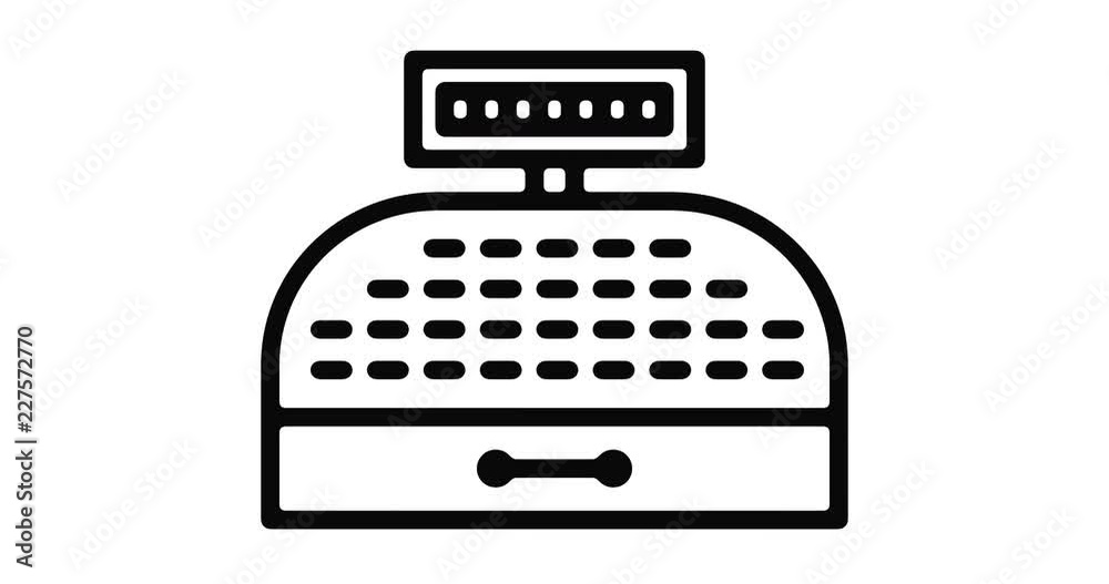 Cash register line icon motion graphic animation with alpha channel. Cash register line icon motion graphic animation with alpha channel.